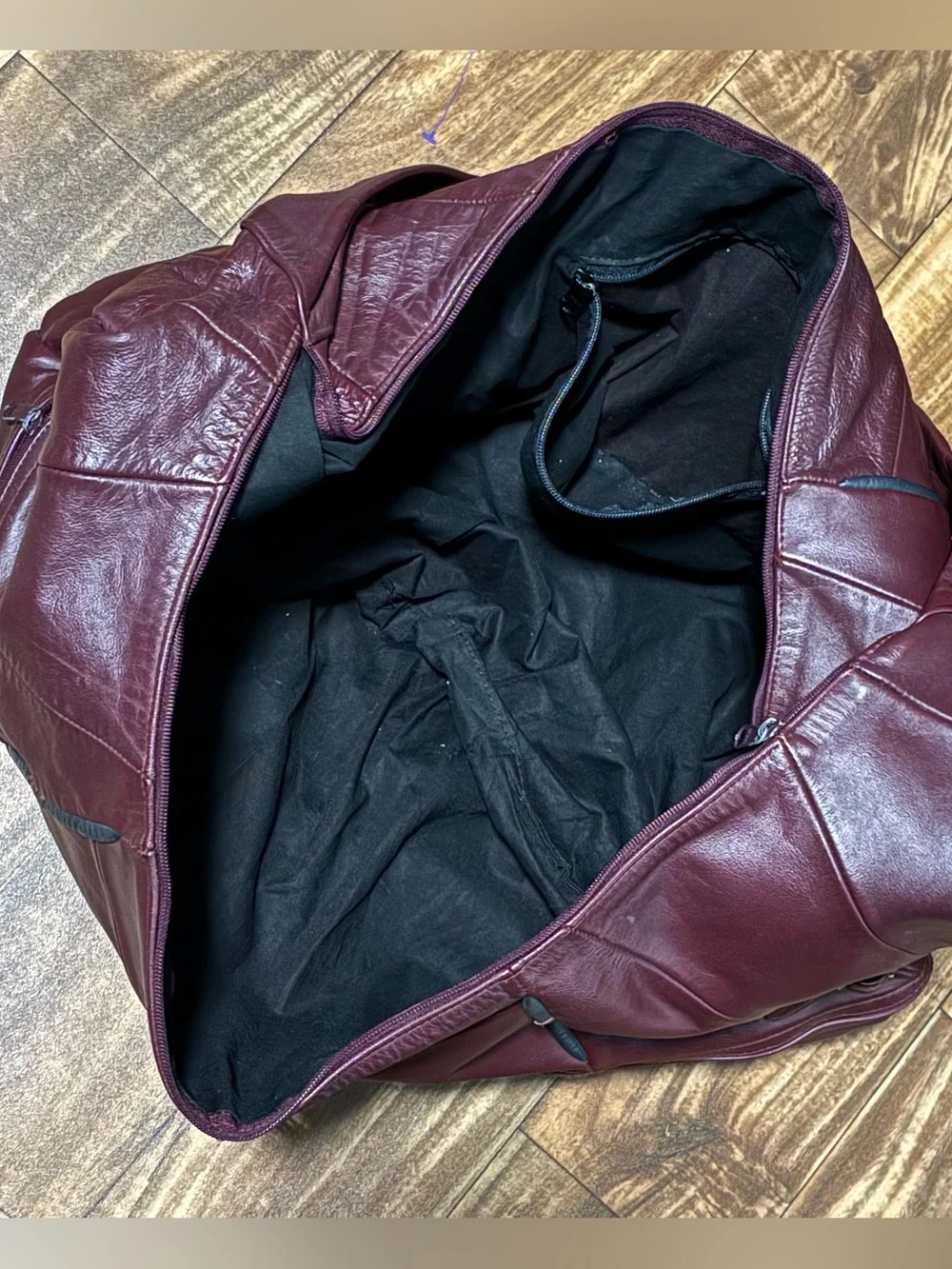 Y2K vtg Monochromatic Patchwork XXL Leather Hobo